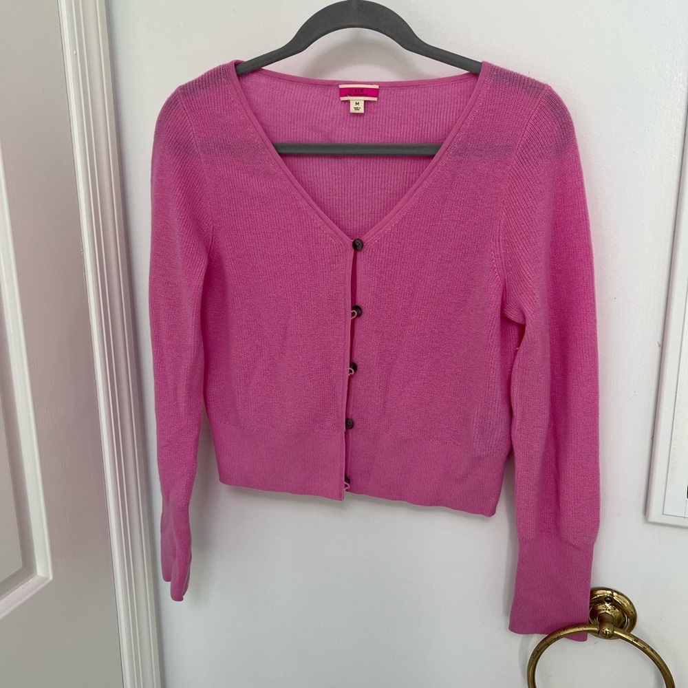 J. Crew Bright Pink Button-Up Cardigan